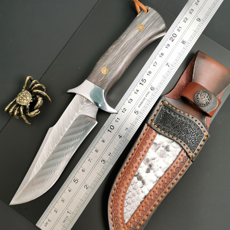 Dao Cố Định Damascus Thủ Công ZH04 – Lưỡi Hoa Văn Cao Cấp - Thép VG10